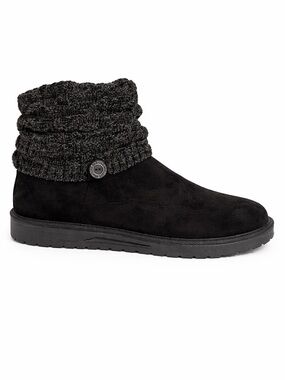 Women's Mukluks Black Knit-Cuff Ankle Boots